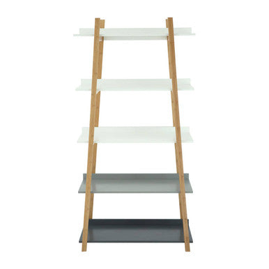 Nostra White and Natural Bamboo 5 Tier Shelf Unit