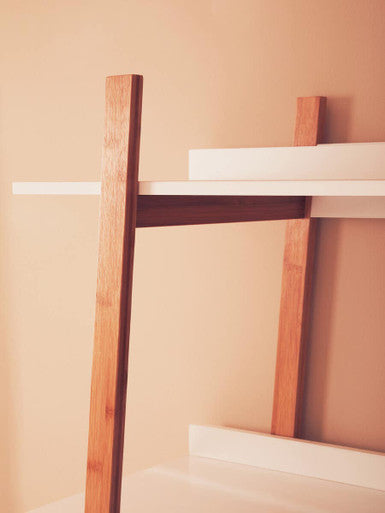 Nostra White and Natural Bamboo 5 Tier Shelf Unit