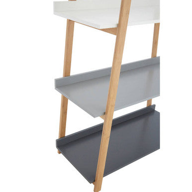 Nostra White and Natural Bamboo 5 Tier Shelf Unit