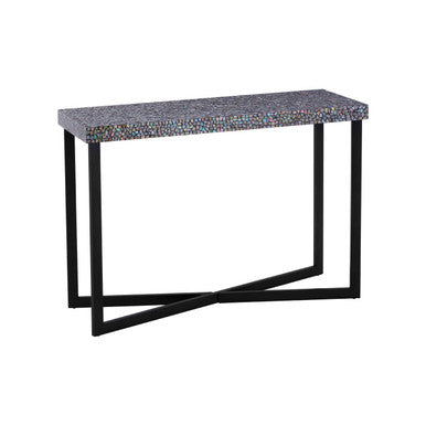 Fusion Black Crackle Shell Mosaic Console Table