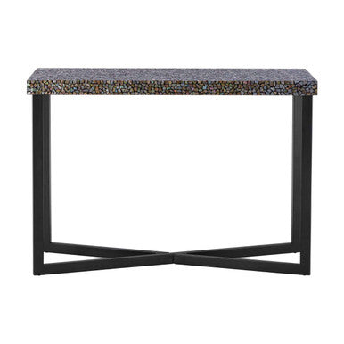 Fusion Black Crackle Shell Mosaic Console Table