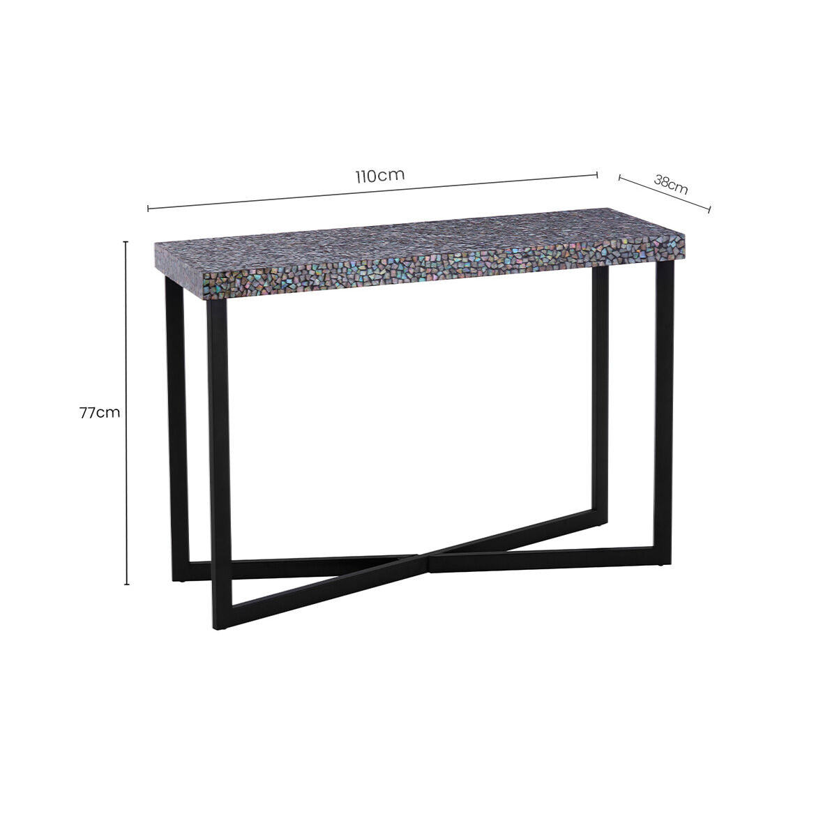 Fusion Black Crackle Shell Mosaic Console Table