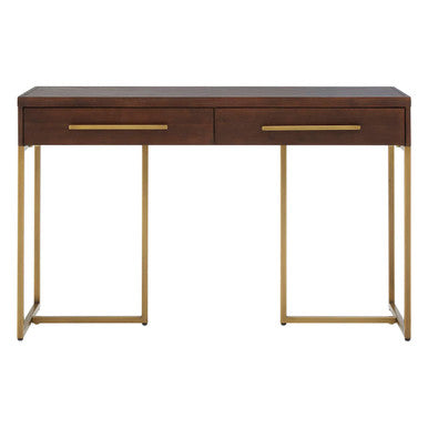 Brando Acacia Veneer Console Table with Antique Brass Finish Frame