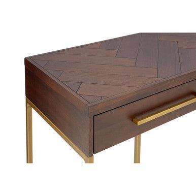 Brando Acacia Veneer Console Table with Antique Brass Finish Frame