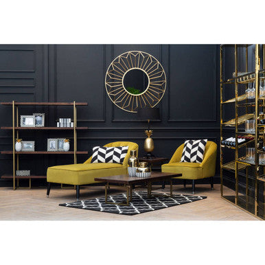 Brando Acacia Veneer 4 Tier Shelf Unit with Antique Brass Frame