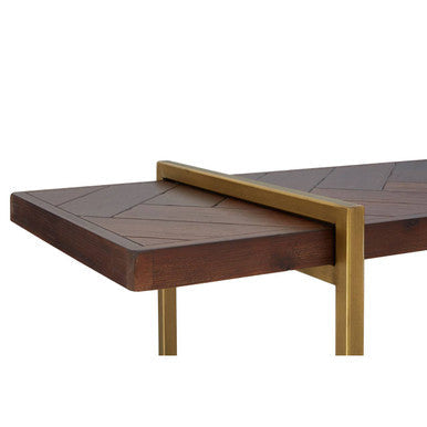 Brando Acacia Veneer 4 Tier Shelf Unit with Antique Brass Frame