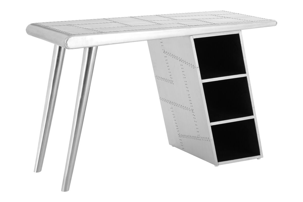 Avro Aluminium Wing Desk with Shelves
