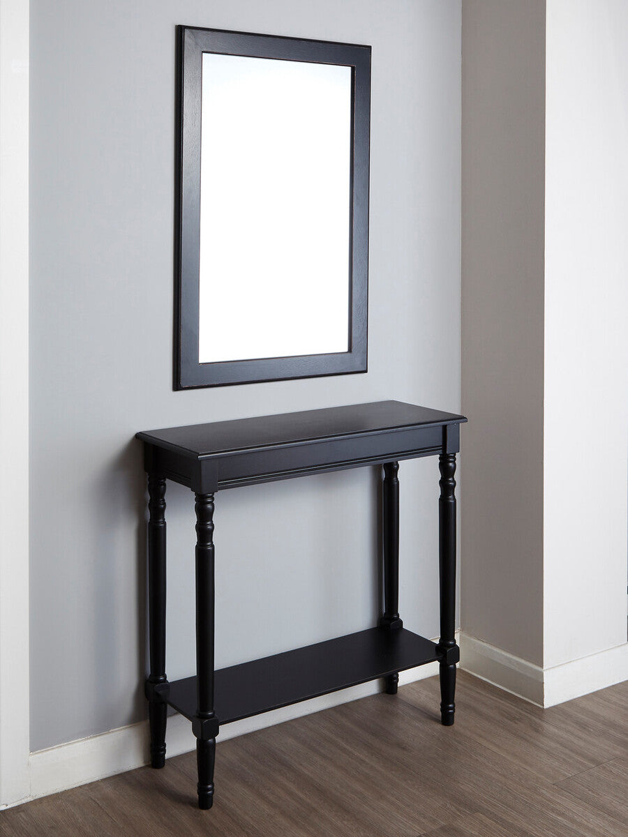 Heritage Black Wooden Console Table with Lower Shelf