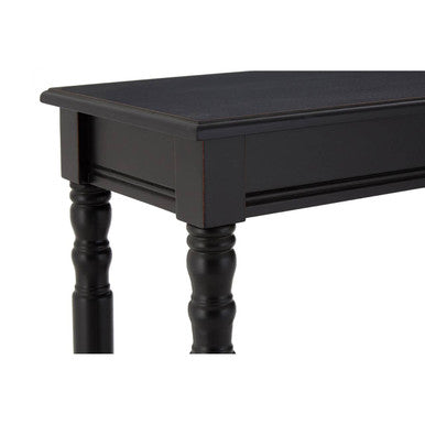 Heritage Black Wooden Console Table with Lower Shelf