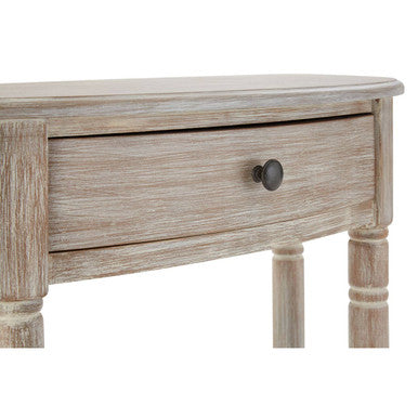 Heritage Natural Wash Wooden Half Moon 1 Drawer Console Table with Lower Shelf