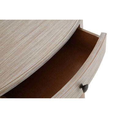 Heritage Natural Wash Wooden Half Moon 1 Drawer Console Table with Lower Shelf