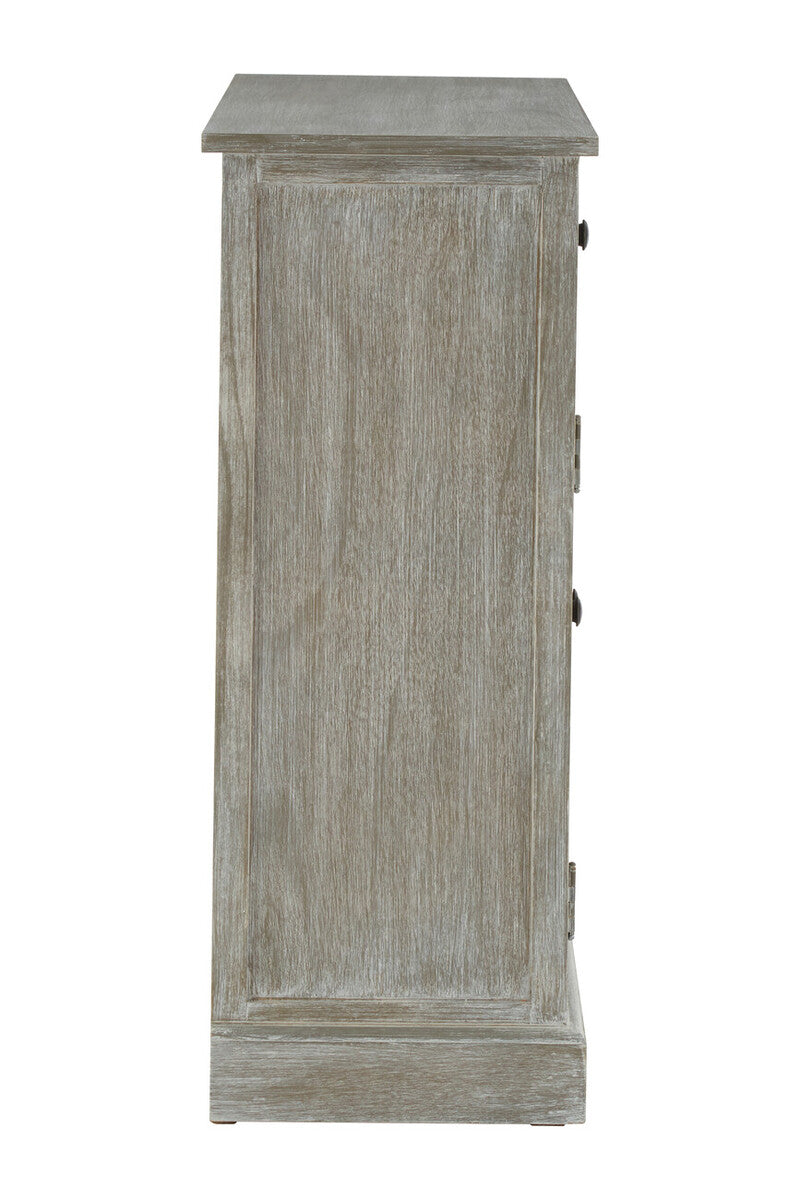 Heritage Grey Wash Wooden and Rattan 2 Door Sideboard with Drawers