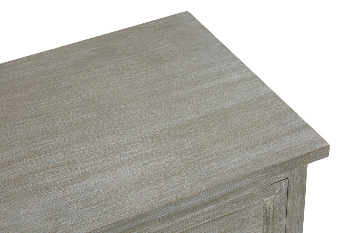 Heritage Grey Wash Wooden and Rattan 2 Door Sideboard with Drawers