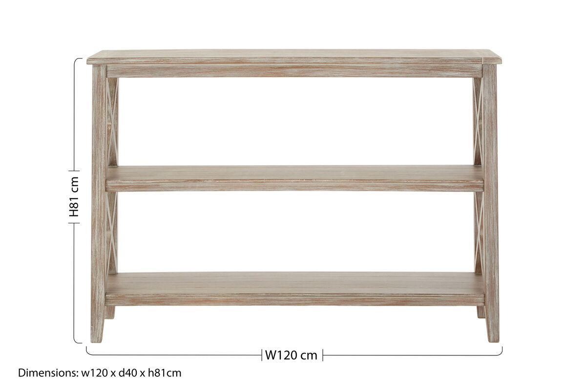 Heritage Natural Wash Wooden Large 2 Tier Bookshelf