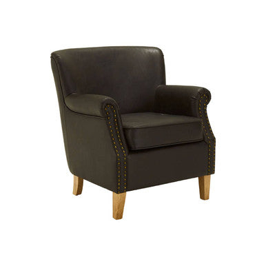 Trinity Brown Leather Effect Armchair with Stud Detail