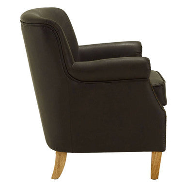 Trinity Brown Leather Effect Armchair with Stud Detail