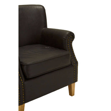 Trinity Brown Leather Effect Armchair with Stud Detail