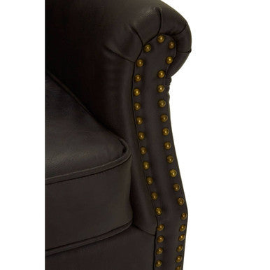 Trinity Brown Leather Effect Armchair with Stud Detail