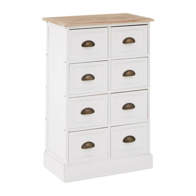Austin White and Natural Wooden 8 Drawer Chest