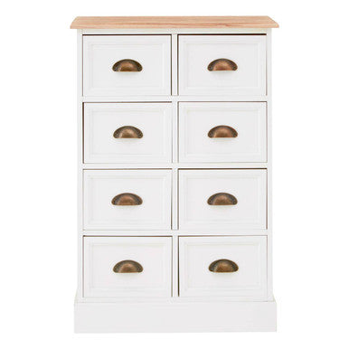 Austin White and Natural Wooden 8 Drawer Chest