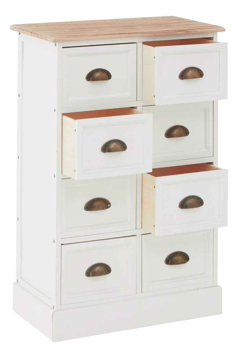 Austin White and Natural Wooden 8 Drawer Chest