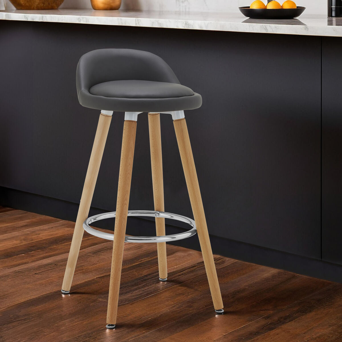 Normann Grey Faux Leather Bar Stool