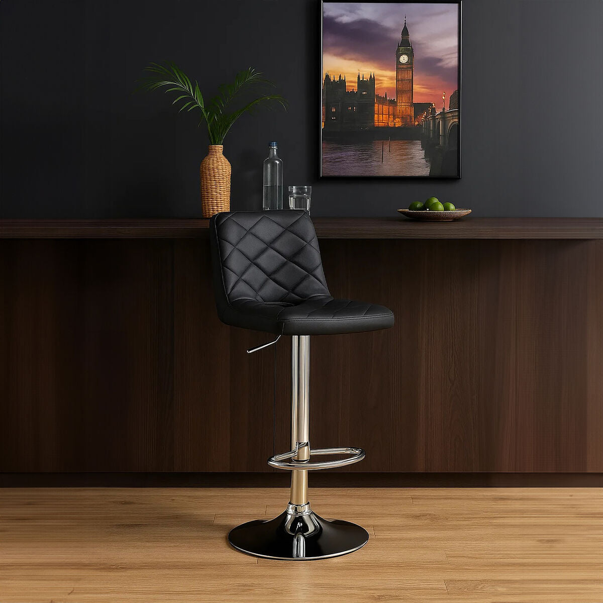 Grey Faux Leather Bar Chair | Tara