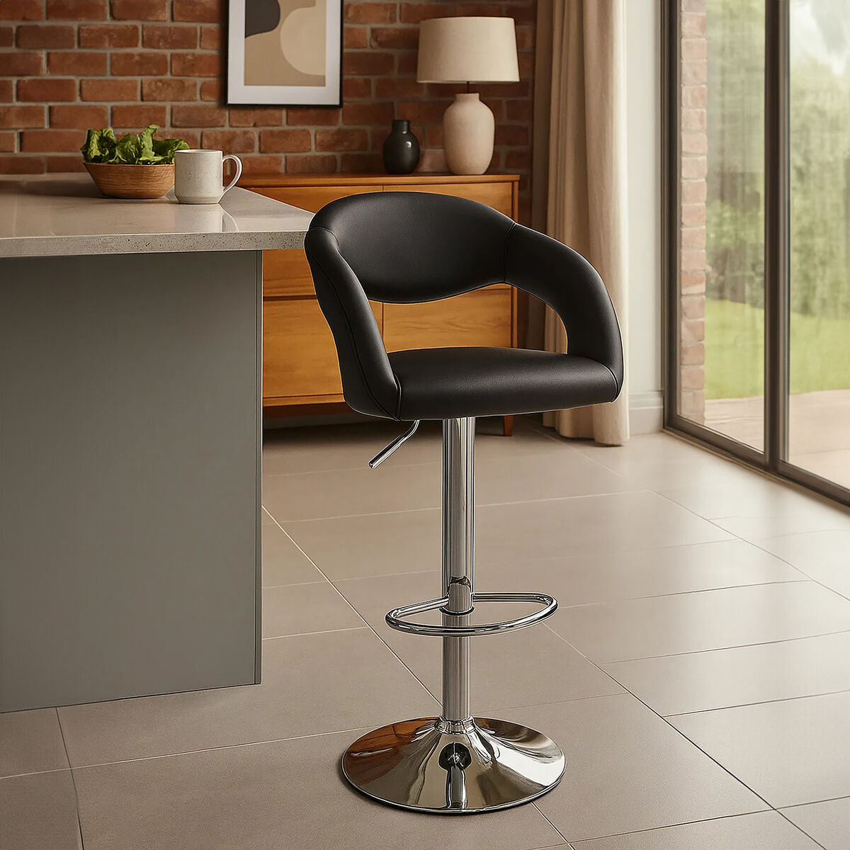 Taylor Black Faux Leather Adjustable Bar Chair