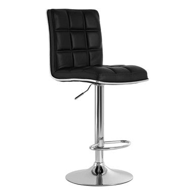 Tavor Black Quilted Faux Leather Adjustable Bar Chair