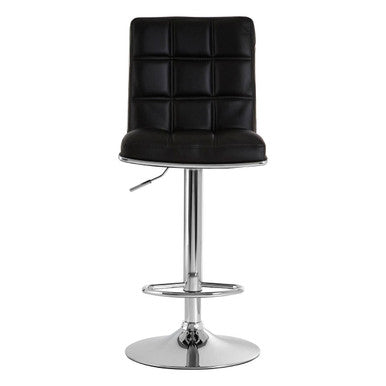 Tavor Black Quilted Faux Leather Adjustable Bar Chair