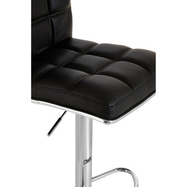 Tavor Black Quilted Faux Leather Adjustable Bar Chair