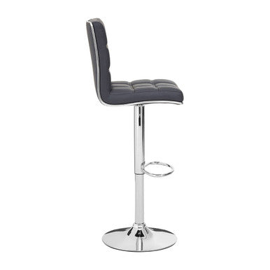 Tavor Grey Quilted Faux Leather Adjustable Bar Chair