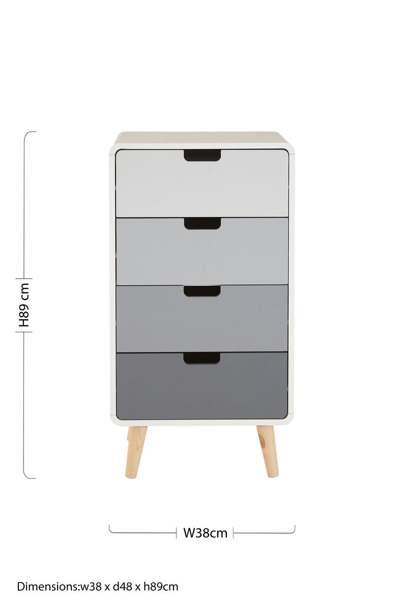 Milo White and Grey Finish 4 Drawer Chest
