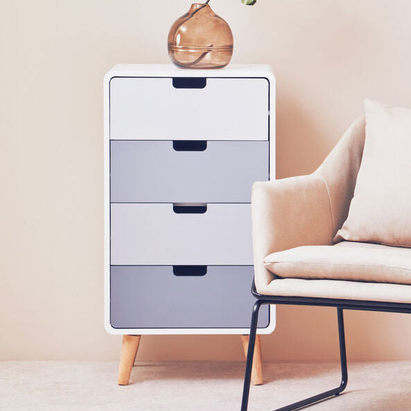 Milo White and Grey Finish 4 Drawer Chest