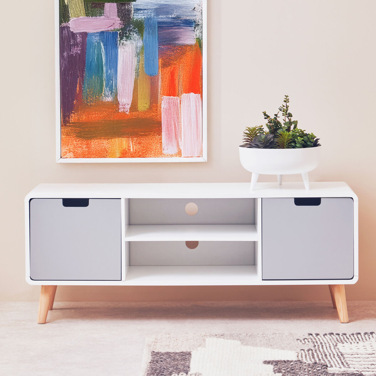 Milo White and Grey Finish Media Unit