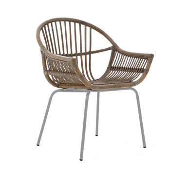 Lagom Grey Wash Rattan Chair with Metal Frame