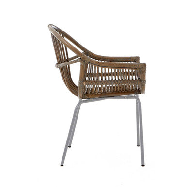 Lagom Grey Wash Rattan Chair with Metal Frame