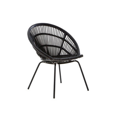 Lagom Black Rattan Chair with Metal Frame