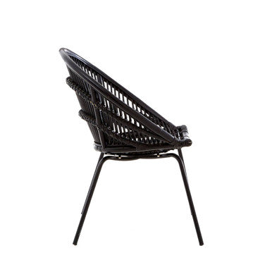 Lagom Black Rattan Chair with Metal Frame