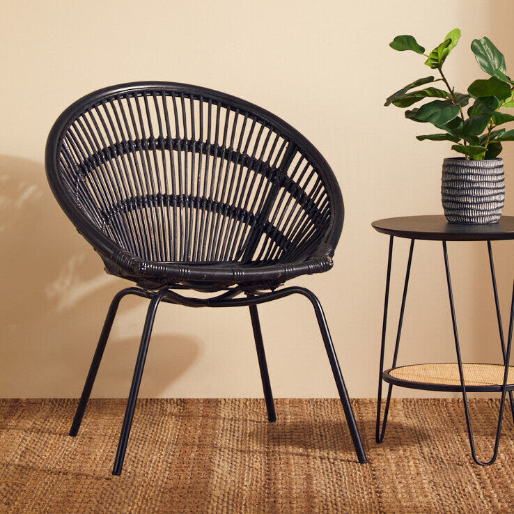 Lagom Black Rattan Chair with Metal Frame