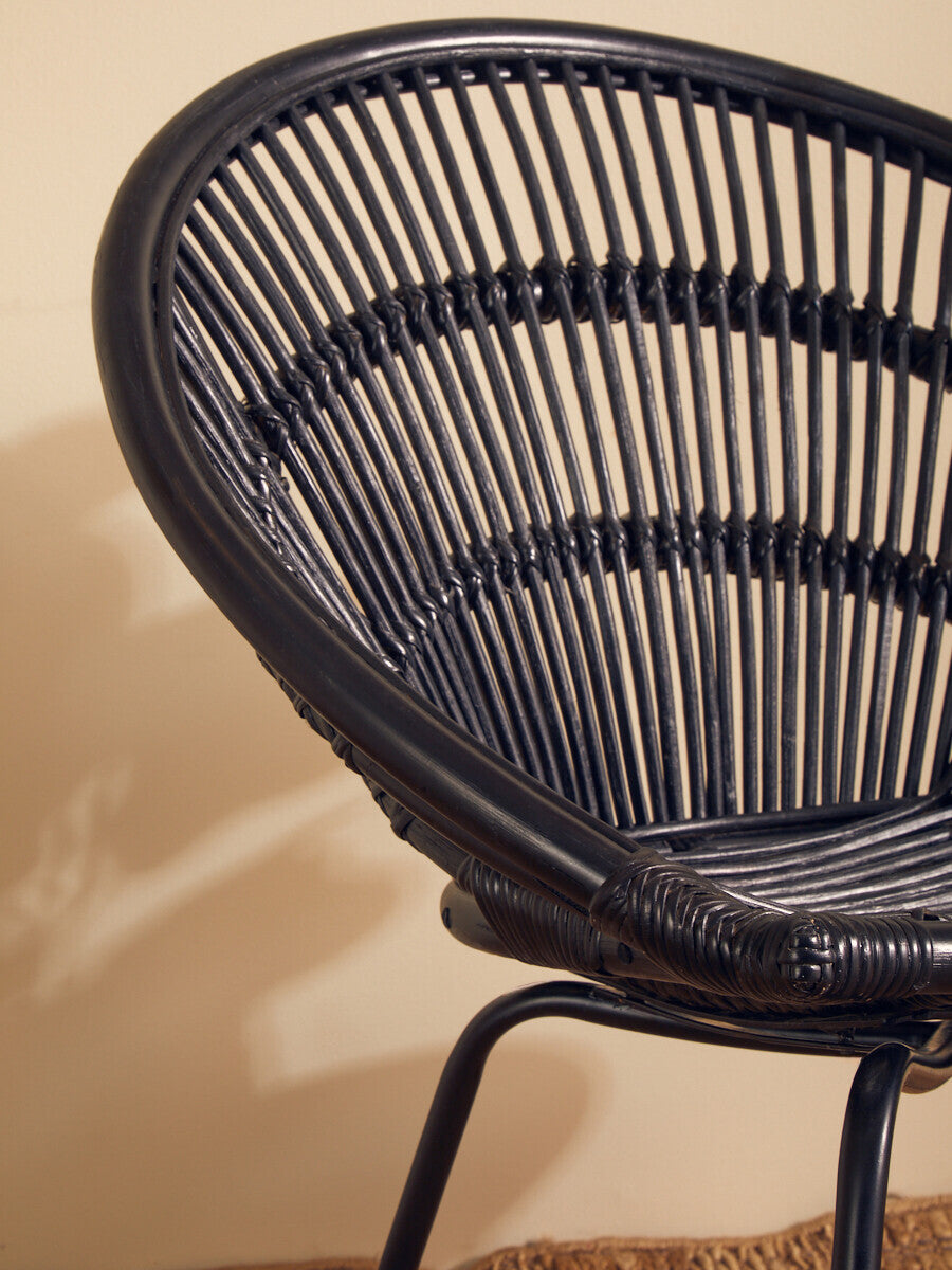 Lagom Black Rattan Chair with Metal Frame
