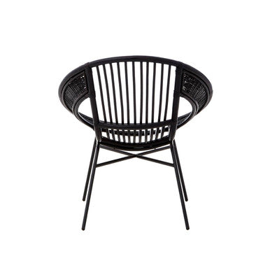 Lagom Black Rattan Round Chair with Metal Frame