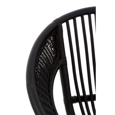 Lagom Black Rattan Round Chair with Metal Frame