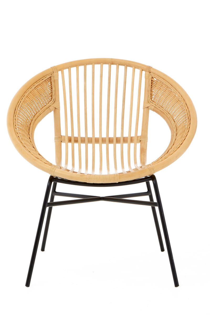 Lagom Natural Rattan Round Chair with Metal Frame