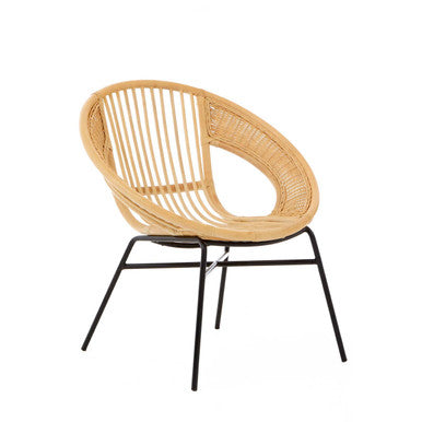 Lagom Natural Rattan Round Chair with Metal Frame