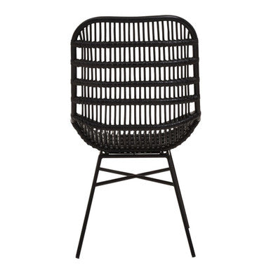 Lagom Black Rattan Curved Chair with Metal Frame