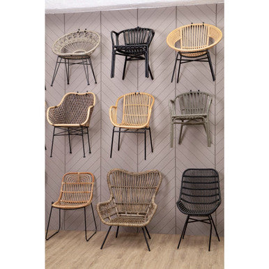 Lagom Black Rattan Curved Chair with Metal Frame