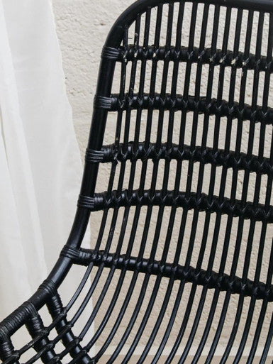 Lagom Black Rattan Curved Chair with Metal Frame