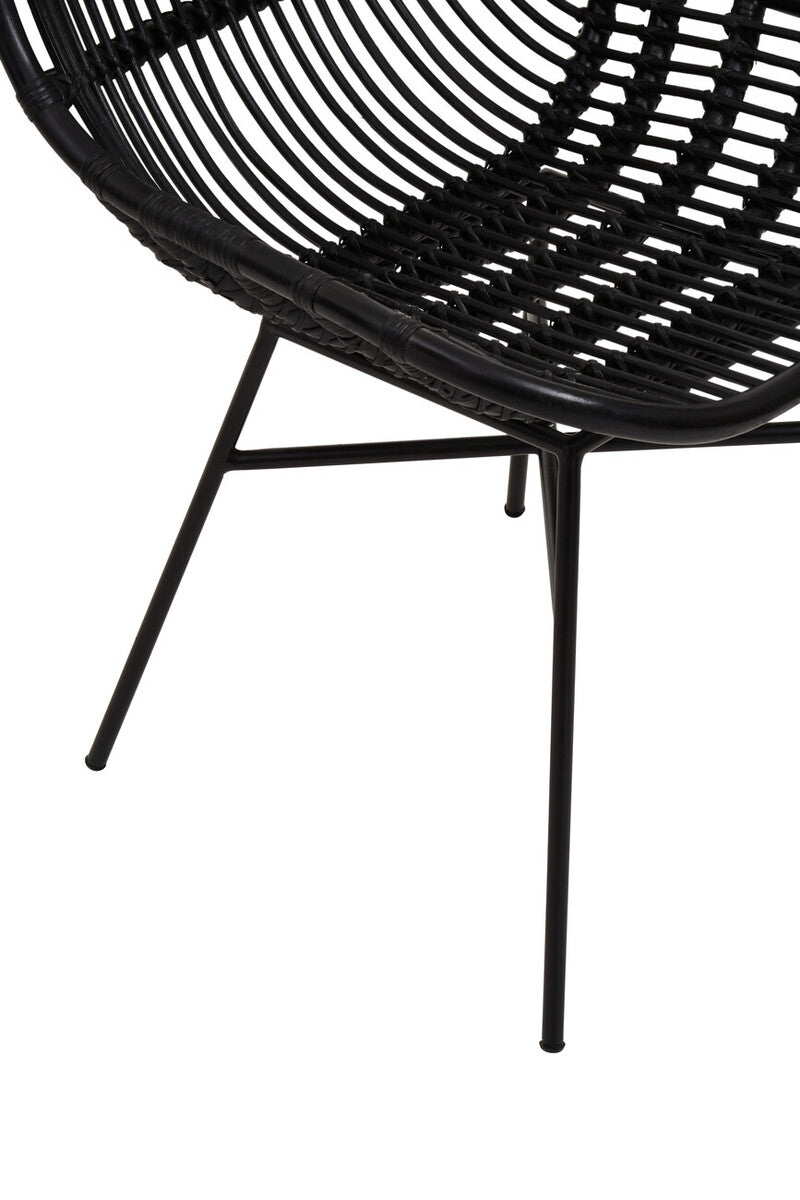 Lagom Black Rattan Curved Chair with Metal Frame