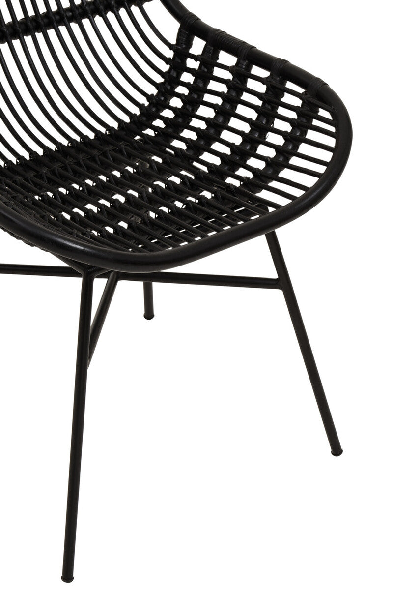 Lagom Black Rattan Curved Chair with Metal Frame
